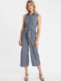 Tie-Front Linen Blend Jumpsuit by Banana Republic at Banana Republic