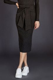 Tie Front Rib Skirt ndash at Ecru