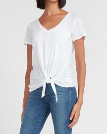 Tie Front Slim Tee at Express