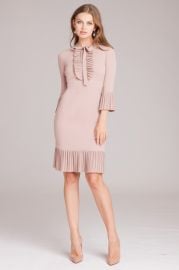 Tie-Neck Dress with Pleated Trim by Teri Jon at Teri Jon