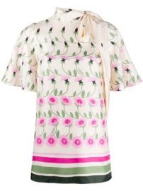 Tie-Neck Floral Blouse by Valentino at Farfetch