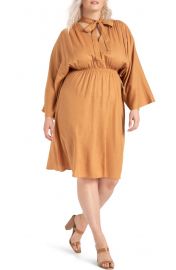 Tie Neck Long Sleeve Dress by Eloquii at Nordstrom