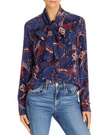 Tie-Neck Paisley-Silk Blouse at Bloomingdales