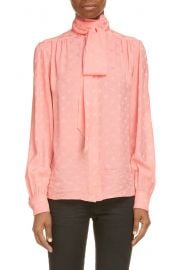 Tie Neck Print Silk Blouse at Nordstrom