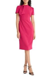 Tie Neck Puff Sleeve Scuba Crepe Dress at Nordstrom Rack