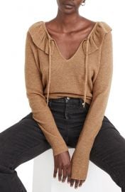 Tie Neck Ruffle Pullover Sweater at Nordstrom