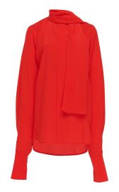 Tie-Neck Silk-Crepe Blouse at Moda Operandi