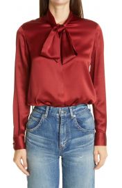 Tie Neck Silk Satin Blouse at Nordstrom