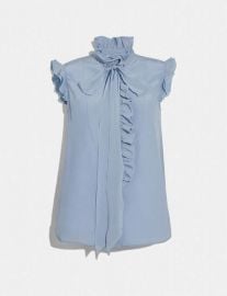 Tie Neck Sleeveless Ruffle Blouse at Coach