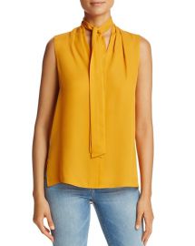 Tie Neck Sleeveless Silk Blouse at Bloomingdales