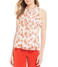 Tie Neck Sleeveless Top with Ruffle Detail at Dillards