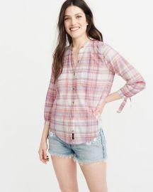 Tie Sleeve Button-up Shirt by Abercrombie & Fitch at Abercrombie & Fitch