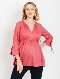 Tie Sleeve Maternity Blouse in Navy by Motherhood Maternity at Motherhood Maternity