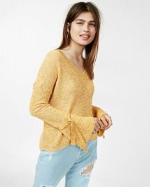 Tie Sleeve Split Back Sweater at Express