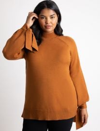 Tie Sleeve Turtleneck Sweater at Eloquii