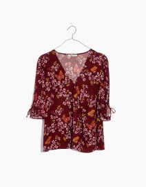 Tie-Sleeve Wrap Top in Butterfly Sanctuary at Madewell