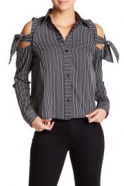 Tie-Up Cold Shoulder Stripe Shirt at Nordstrom Rack