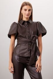 Tie Waist Faux Leather Shirt by TOCCIN X RTR Rent the Runway at Rent the Runway