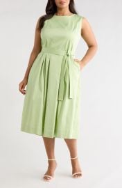 Tie Waist Sleeveless Stretch Poplin Maxi Dress at Nordstrom