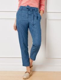 Tie Waist Slim Ankle Pants Chambray Talbots at Talbots