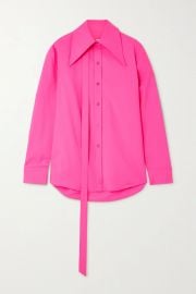 Tie-detailed neon wool-blend shirt at Net A Porter