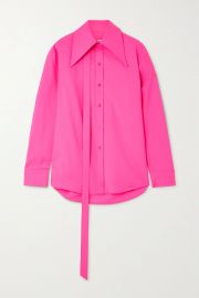 Tie-detailed neon wool-blend shirt at Net a Porter