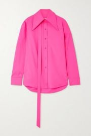 Tie-detailed neon wool-blend shirt by Christopher John Rogers at Net a Porter