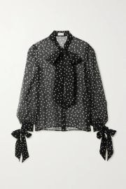 Tie-detailed polka-dot silk-chiffon shirt at Net a Porter