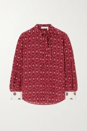 Tie-detailed printed silk blouse at Net a Porter