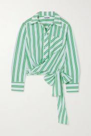 Tie-detailed striped organic cotton-poplin shirt at Net a Porter