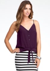 Tie hem silk cami at Bebe