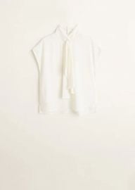 Tie neck blouse at Mango