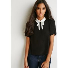 Tie neck boxy top at Forever 21