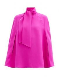 Tie-neck silk-cady cape blouse   Valentino   MATCHESFASHION US at Matches