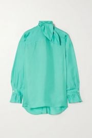 Tie-neck silk-twill blouse at Net a Porter