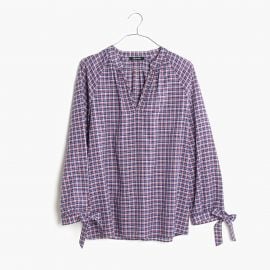 Tie-sleeve Popover Top in Whitby Plaid at Madewell