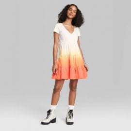 Tiered Knit Babydoll Dress in Orange Dip Dye by Wild Fable at Target at Target