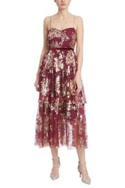 Tiered Metallic Tulle Midi Dress by Badgley Mischka at Badgley Mischka