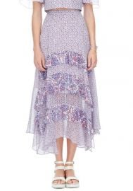 Tiered Paisley Skirt in Admiral Combo at Rebecca Taylor