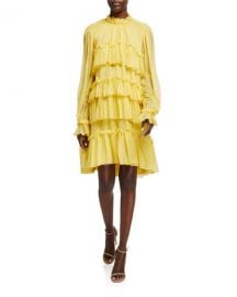 Tiered Ruffle Silk Chiffon Dress at Bergdorf Goodman