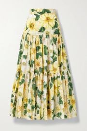 Tiered floral-print cotton-poplin maxi skirt at Net a Porter