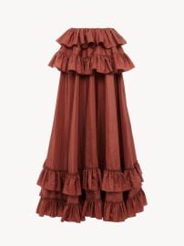 Tiered maxi skirt in washed silk taffeta Pink - Chlo at Chloe