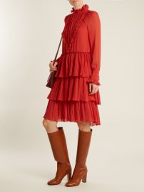 Tiered ruffle-trimmed crepe dress by See by Chloe at Matches