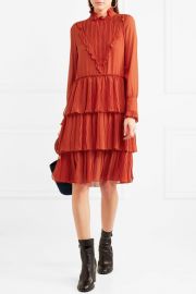 Tiered ruffled chiffon dress at Net A Porter