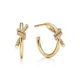 Tiffany KnotHoop Earrings in Yellow Gold with Diamonds Tiffany amp Co US at Tiffany