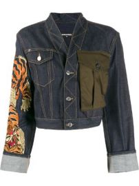 Tiger Print Denim Jacket by Dsquared2 at Farfetch