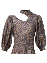 Tiger-Print Puff-Sleeve Lurex-Knit Top by Ganni at Matches