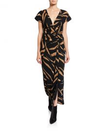 Tiger-Print Short-Sleeve Wrap Dress  Prabal Gurung at Bergdorf Goodman