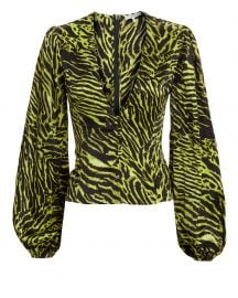 Tiger Print Silk Blouse at Intermix