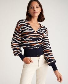 Tiger Print V-Neck Cardigan at Ann Taylor